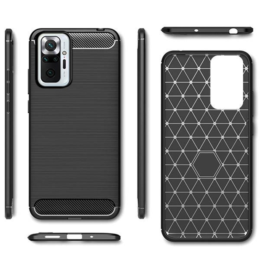 Husa compatibila cu Xiaomi Redmi Note 10 Pro Max, Carbon Fiber Texture, Slim Armor, Brushed TPU, Negru