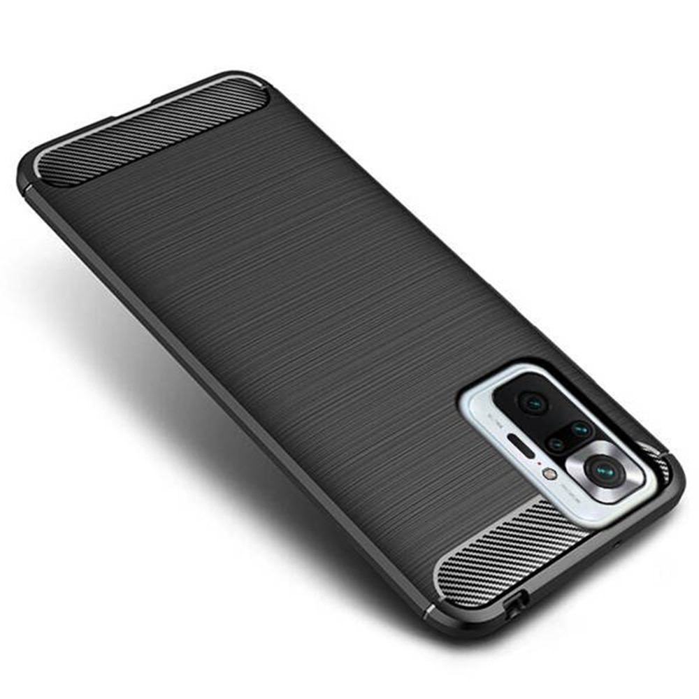 Husa compatibila cu Xiaomi Redmi Note 10 Pro Max, Carbon Fiber Texture, Slim Armor, Brushed TPU, Negru