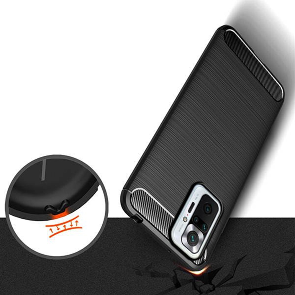 Husa compatibila cu Xiaomi Redmi Note 10 Pro Max, Carbon Fiber Texture, Slim Armor, Brushed TPU, Negru