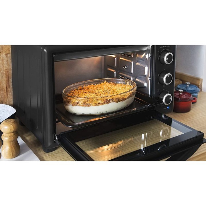 Електрическа фурна Cecotec 2204 Bake & Toast 650 Gyro, 1500 W, 30 л, Таймер, Осветление, Конвекция, 5 предварително зададени режима, Черен