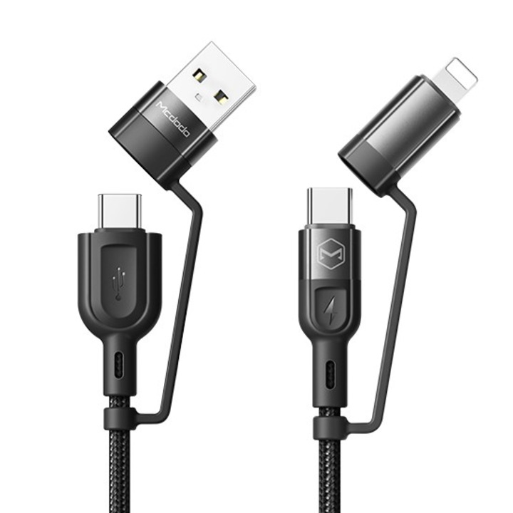 USB kábel 4in1 iPhone USB C típusú Mcdodo MF 3A 1.2M fekete
