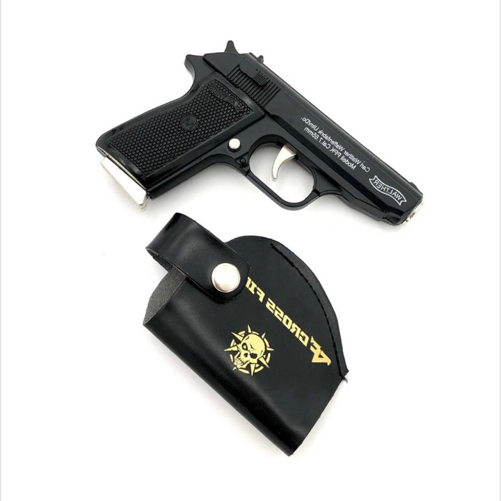 Bricheta anti-vant tip pistol, briceag incorporat, teaca , reincarcabila gaz, negru