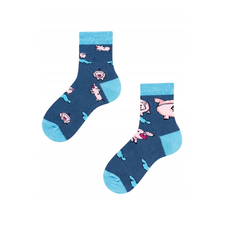 Дълги детски чорапи, ToDo, щампа на прасе, многоцветни