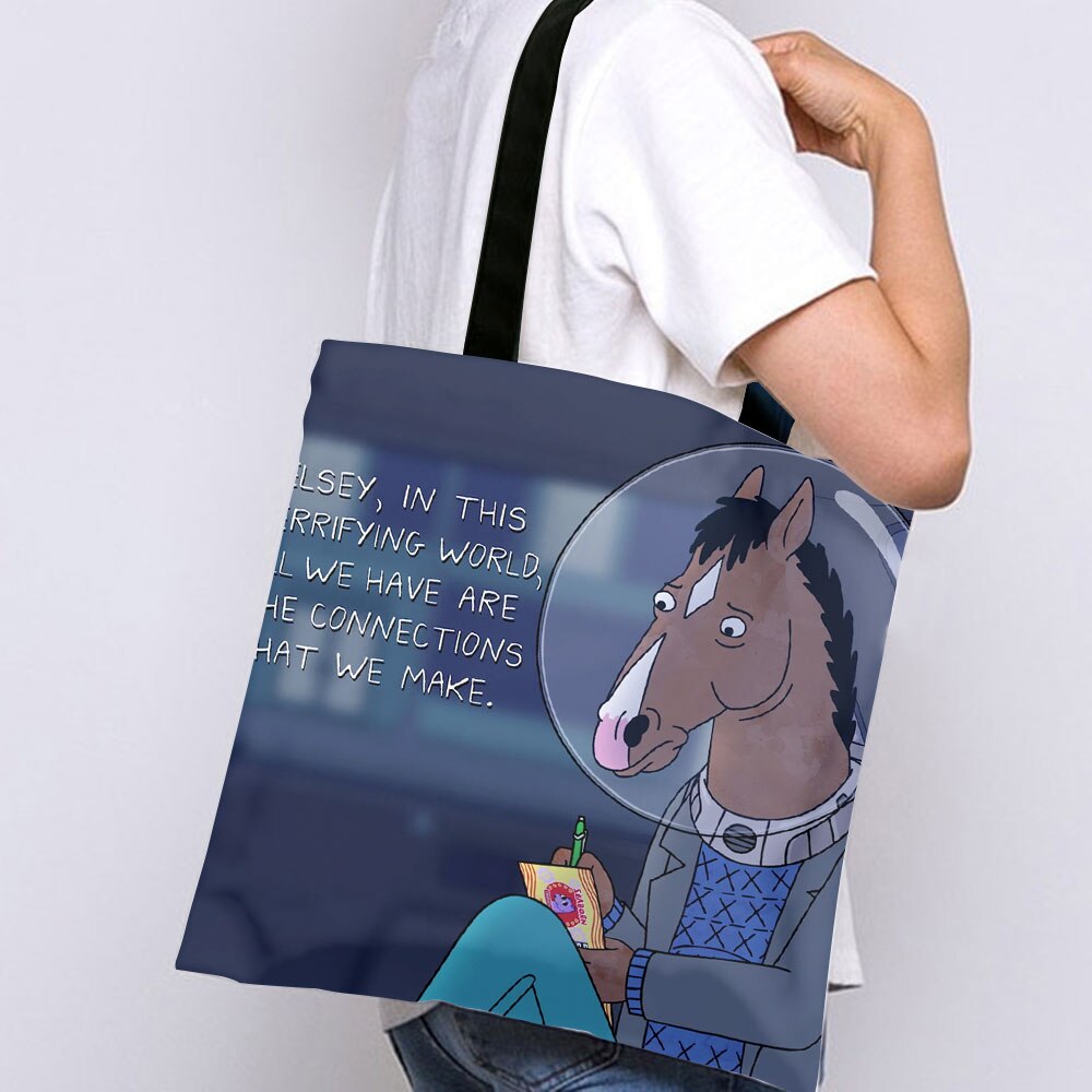 Geanta Tote Bag Art Star, BoJack Horseman in masina, Model Multicolor