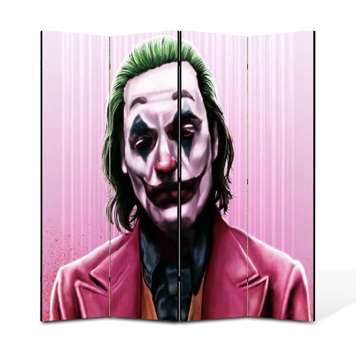 Paravan 4 piese Premium TrueColor, Art Star, Joker cel nou, Animatii, Panza pe cadru de lemn, Decoratiuni Moderne pentru Casa, 4 Panouri de 35x150, 140 x 150 cm