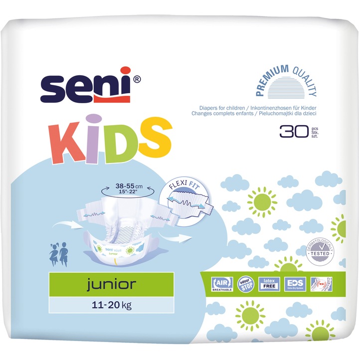 Пелени Seni Kids Junior 30 Premium за инконтиненция, 11-25 кг, 30 броя