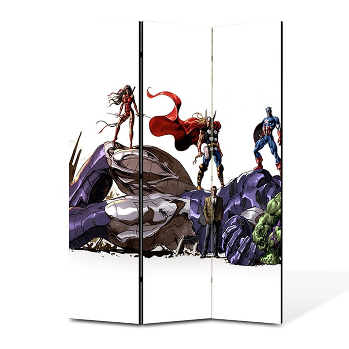 Paravan 3 piese Premium TrueColor, Art Star, Invingerea Raului, Animatii, Panza pe cadru de lemn, Decoratiuni Moderne pentru Casa, 3 Panouri de 45x150, 135 x 150 cm