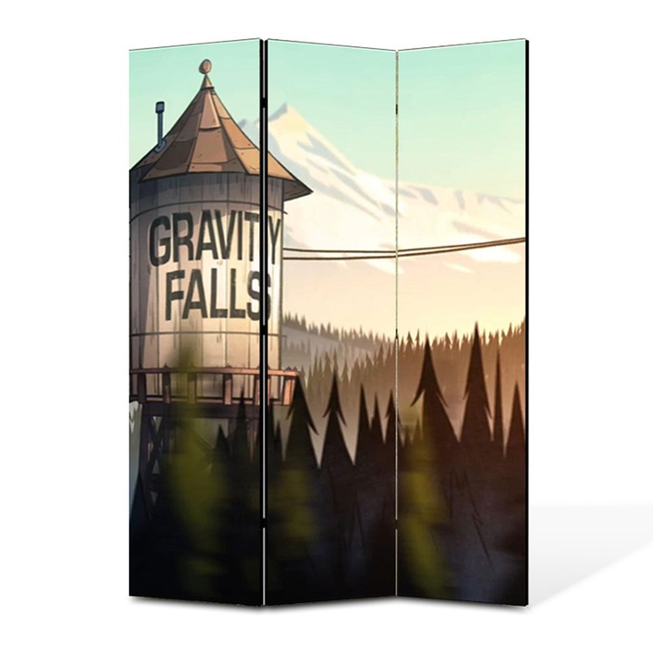 Paravan 3 piese Premium TrueColor, Art Star, Gravity Falls de sus, Animatii, Panza pe cadru de lemn, Decoratiuni Moderne pentru Casa, 3 Panouri de 45x150, 135 x 150 cm