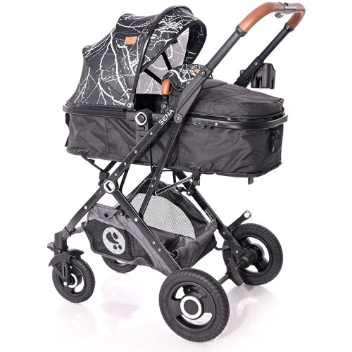 Carucior Lorelli Transformabil Sena cu Cadru din Aluminiu, Black Marble