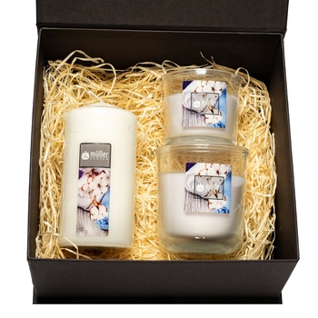 Set 3 lumanari cadou Fantasy- Soft Cotton Set 3 lumanari cadou Fantasy- Soft Cotton