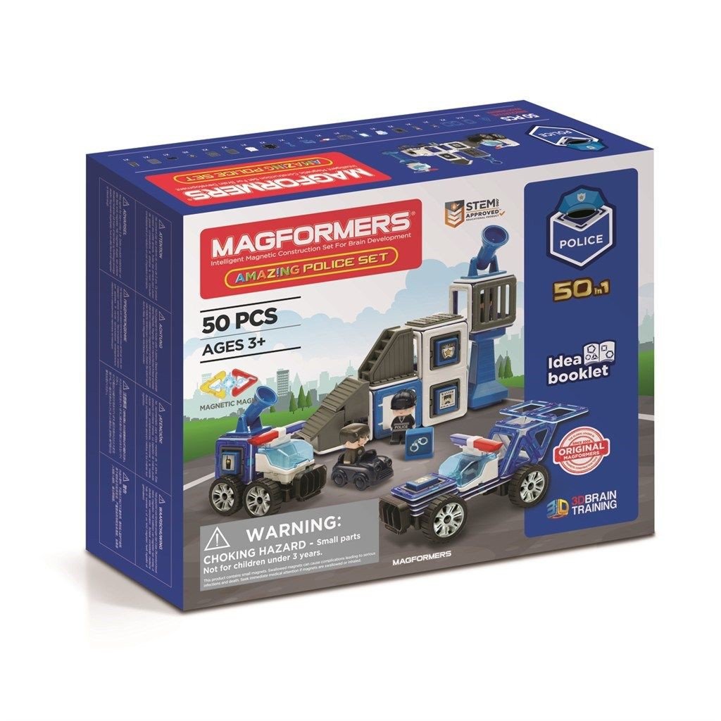 Set magnetic de construit Magformers, Amazing Police, 50 piese