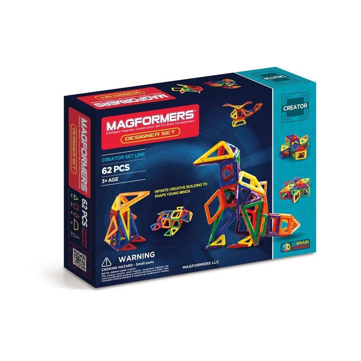 Set magnetic de construit Magformers, Rainbow Designer, 62 piese
