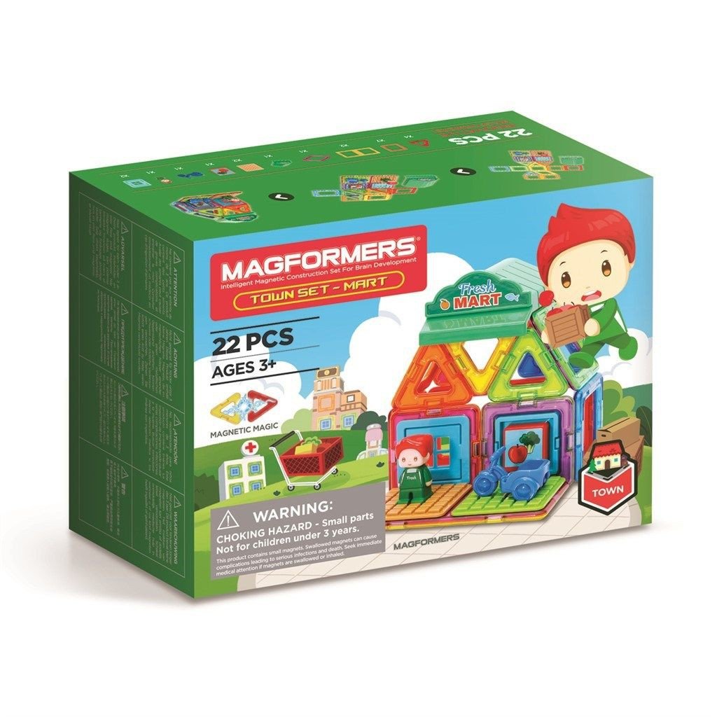 Set magnetic de construit Magformers, Town set - Mini Mart, 22 piese