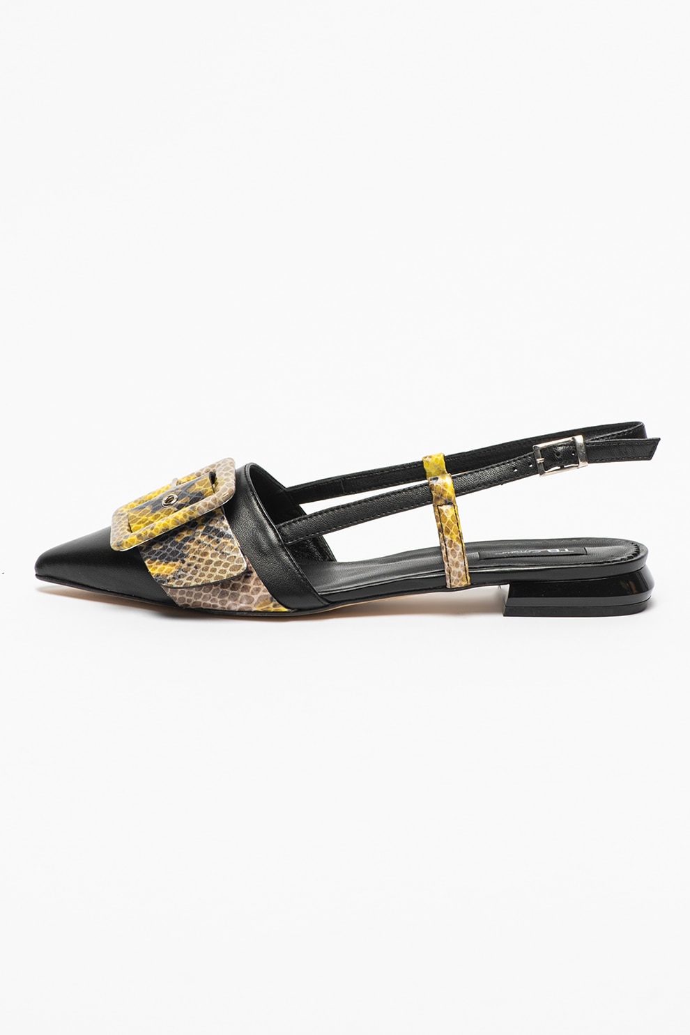Tosca Blu, Pantofi slingback de piele Bora Bora, Negru/Galben inchis