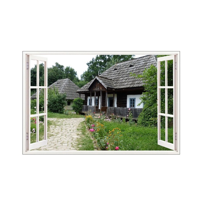 Декоративен стикер, 3D прозорец, Къща, 85 см, 637STK