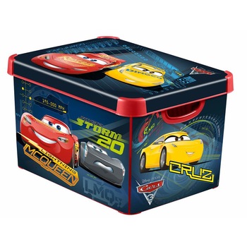 Cutie depozitare cu capac copii, Curver Disney Cars3, L, 22L Cutie depozitare cu capac copii, Curver Disney Cars3, L, 22L