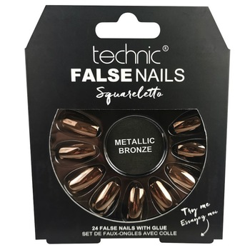 Set 24 Unghii False cu adeziv inclus Technic False Nails, Squareletto, Metallic Bronze Set 24 Unghii False cu adeziv inclus Technic False Nails, Squareletto, Metallic Bronze
