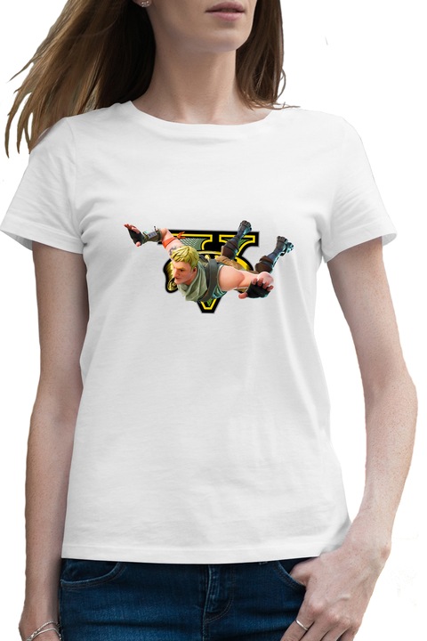 Tricou femei Fortnite Dropping, alb, marime 2XL