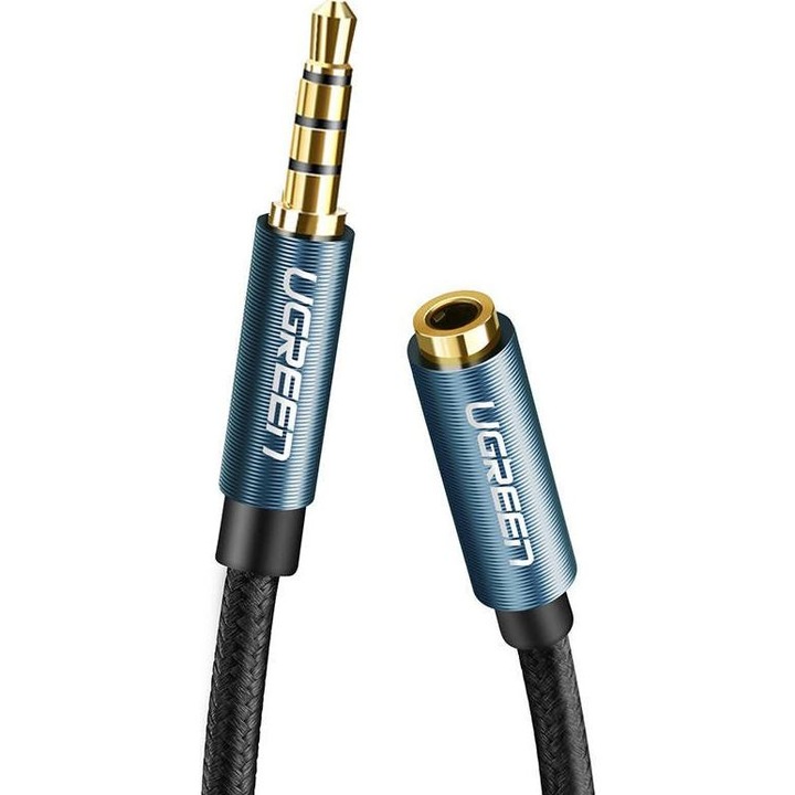 Кабел Ugreen AV118 3.5mm jack audio AUX удължител, 0.5m, син