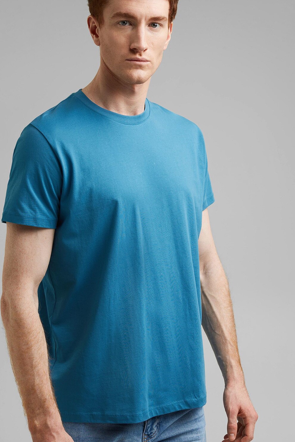 Esprit, Tricou regular fit de bumbac organic, Albastru
