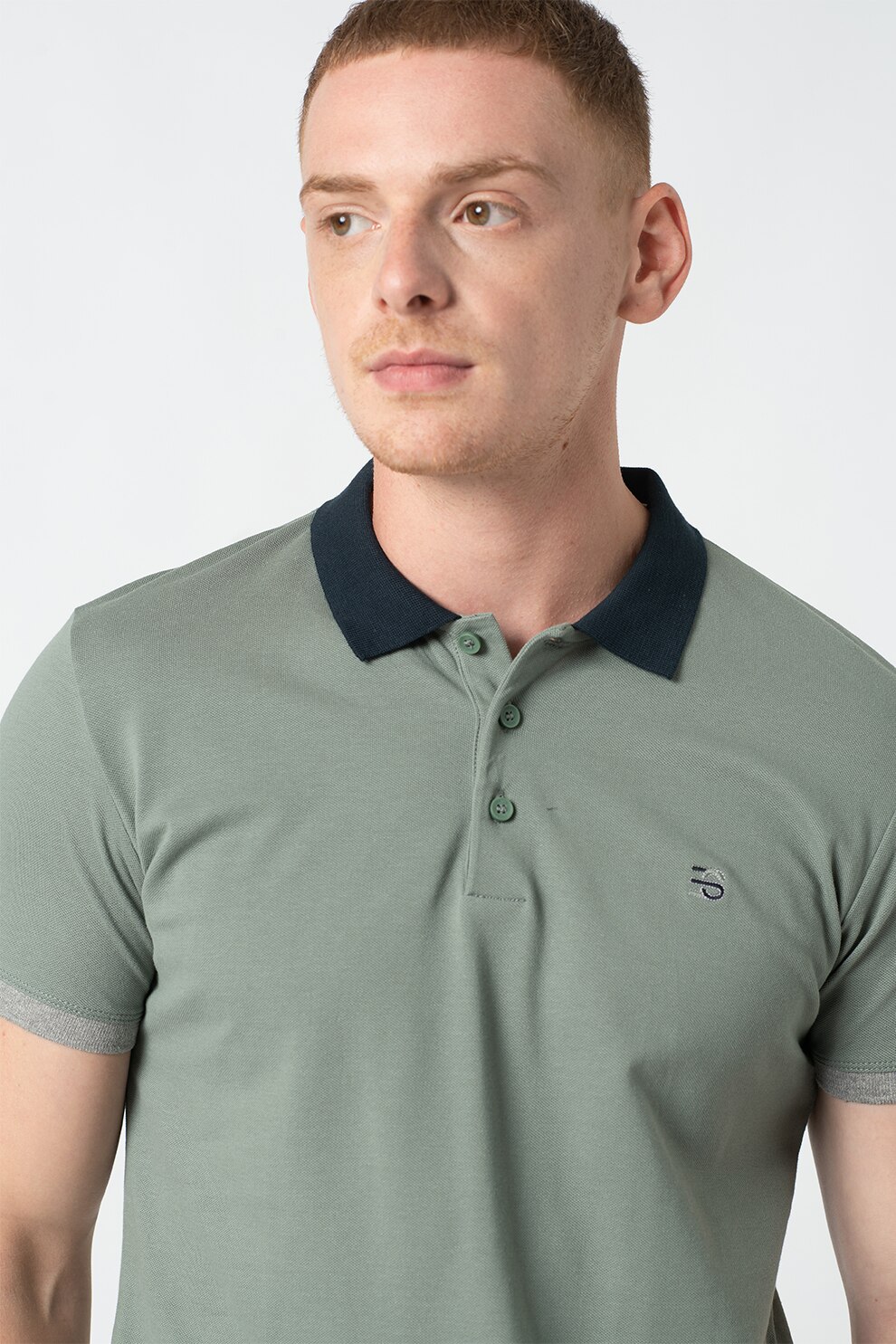 Esprit, Tricou polo slim fit cu material pique, Verde sparanghel