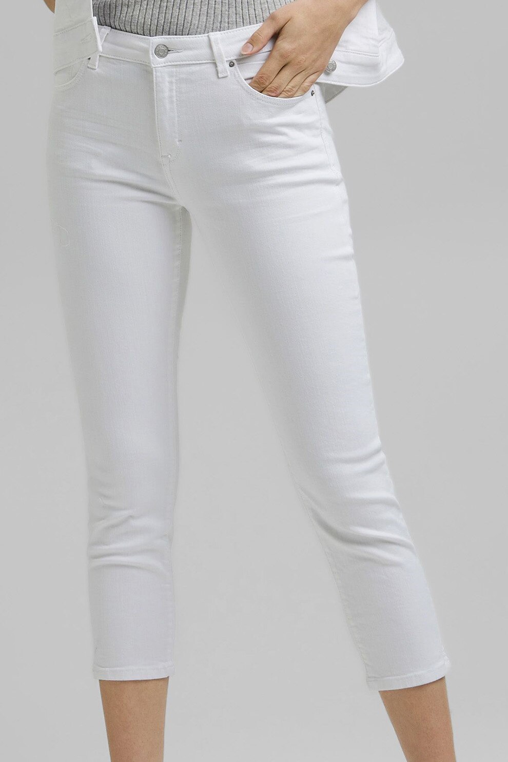 Esprit, Blugi capri slim fit, Alb