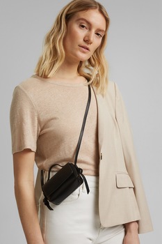 Esprit, Tricou de in cu decolteu rotund, Bej Esprit, Tricou de in cu decolteu rotund, Bej