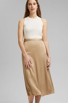 Esprit, Fusta midi din satin, Bej Esprit, Fusta midi din satin, Bej