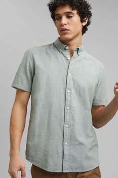 EDC by Esprit, Camasa regular fit din amestec de in, Verde pal, S EDC by Esprit, Camasa regular fit din amestec de in, Verde pal, S