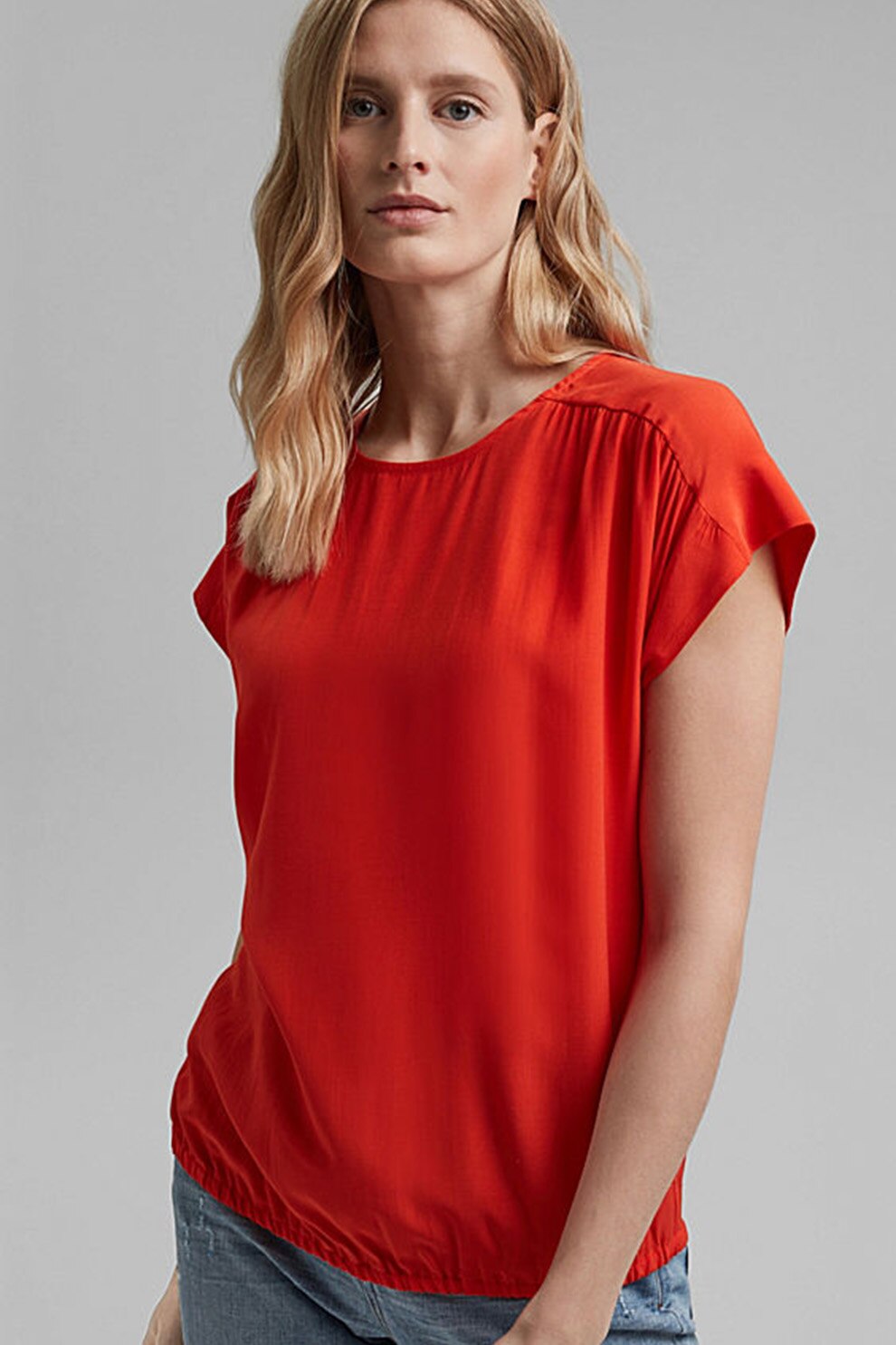 Esprit, Bluza cu fronseuri pe umeri, Rosu