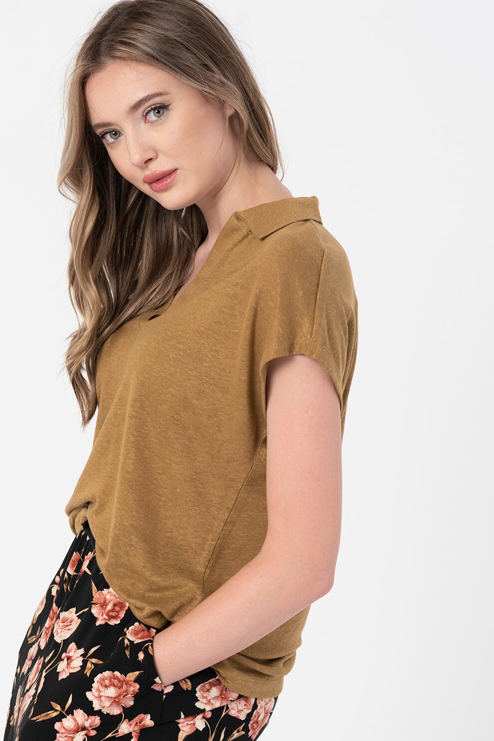 Esprit, Tricou polo de in, Maro camel