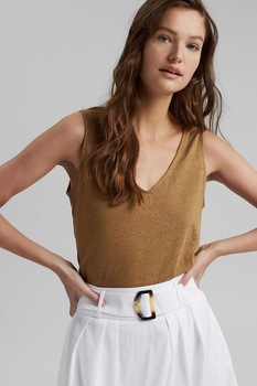 Esprit, Fusta midi evazata cu o curea decorativa, Alb Esprit, Fusta midi evazata cu o curea decorativa, Alb