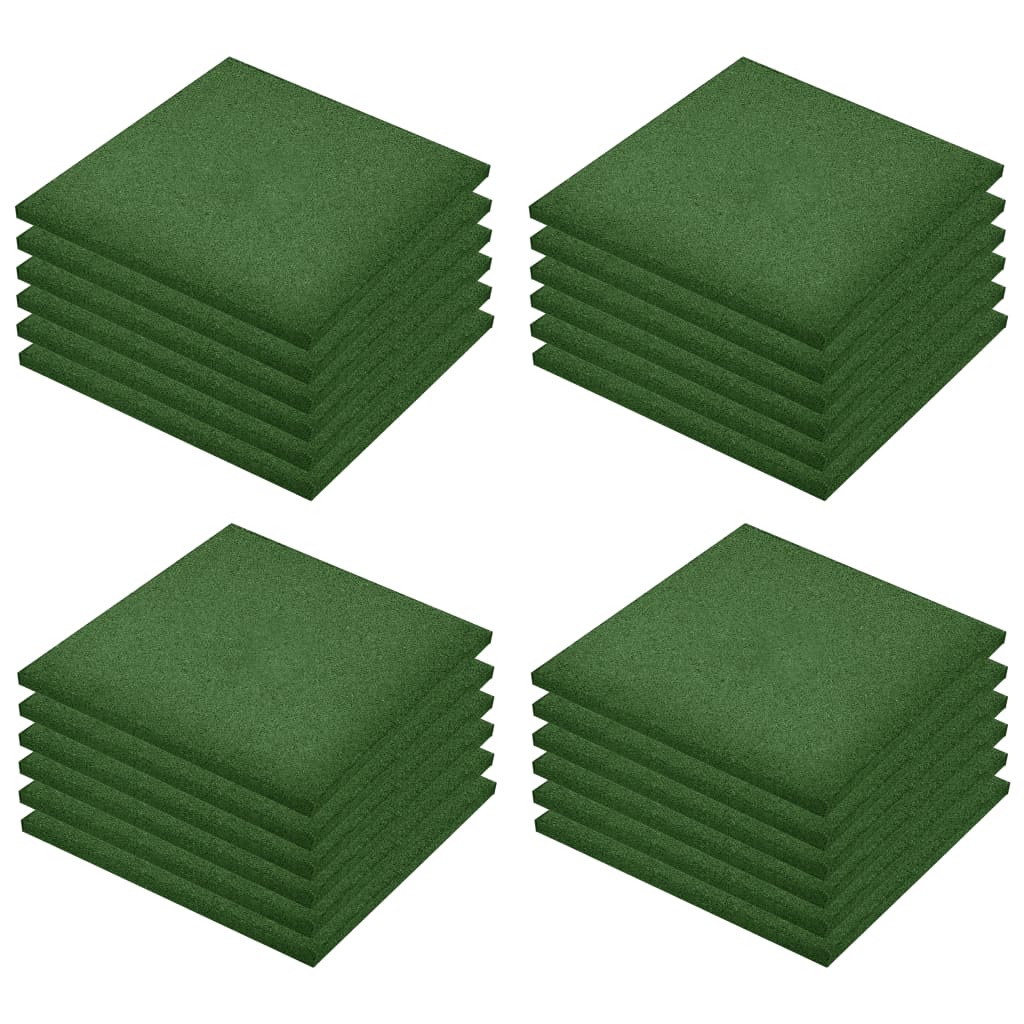 Set 24 covoare tip placi protectie, vidaXL, Cauciuc, 50 x 50 cm, Verde