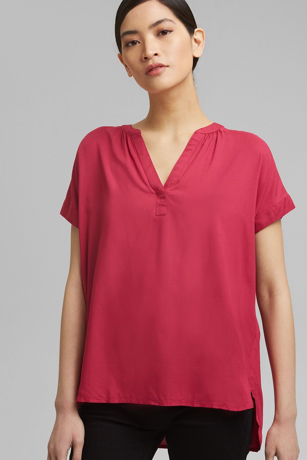 Esprit, Bluza tip tunica lejera cu maneci scurte, Zmeuriu