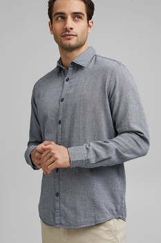 Esprit, Camasa regular fit de bumbac organic cu aspect texturat, Albastru inchis Esprit, Camasa regular fit de bumbac organic cu aspect texturat, Albastru inchis