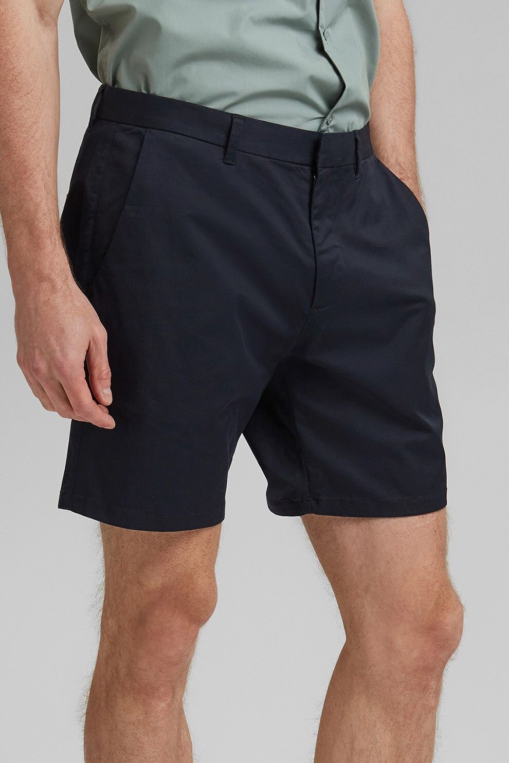 Esprit, Pantaloni scurti chino din amestec de bumbac organic, Bleumarin inchis