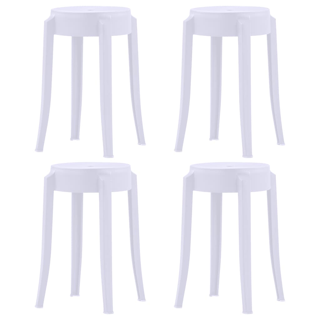 Set de 4 scaune stivuibile, vidaXL, Polipropilena,36 x 36 x 46,5 cm, Alb