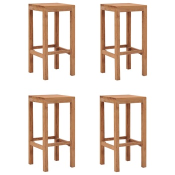 Set de 4 scaune de bar, vidaXL, Lemn masiv de tec, 35 x 35 x 75 cm, Maro Set de 4 scaune de bar, vidaXL, Lemn masiv de tec, 35 x 35 x 75 cm, Maro