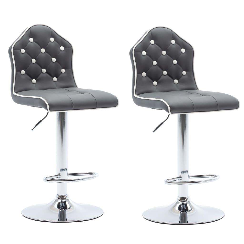 Scaun de bar 2 piese vidaXL, Piele ecologica, 39 x 51 x (93,5-114) cm, Gri