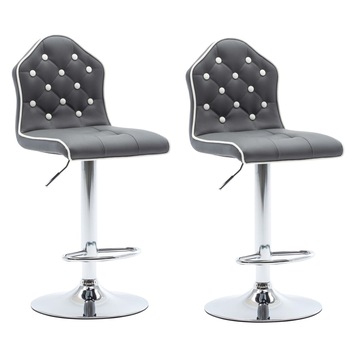 Scaun de bar 2 piese vidaXL, Piele ecologica, 39 x 51 x (93,5-114) cm, Gri Scaun de bar 2 piese vidaXL, Piele ecologica, 39 x 51 x (93,5-114) cm, Gri