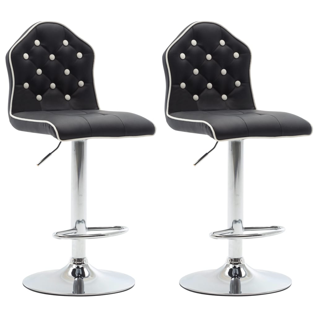 Scaun de bar 2 piese vidaXL, Piele ecologica, 39 x 51 x (93,5-114) cm, Negru