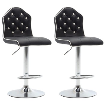Scaun de bar 2 piese vidaXL, Piele ecologica, 39 x 51 x (93,5-114) cm, Negru Scaun de bar 2 piese vidaXL, Piele ecologica, 39 x 51 x (93,5-114) cm, Negru