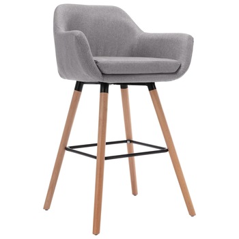 Scaun de bar, vidaXL, Textil/Lemn de fag, 60 x 52 x 98 cm, Gri deschis Scaun de bar, vidaXL, Textil/Lemn de fag, 60 x 52 x 98 cm, Gri deschis