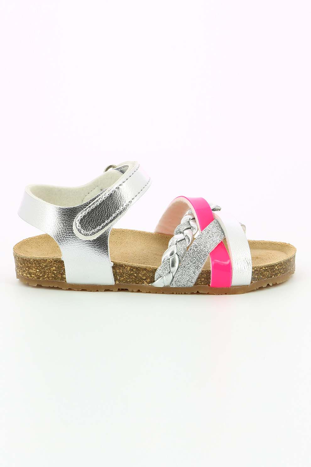 Mod8 kids, Sandale cu velcro si barete incrucisate, Argintiu/Roz