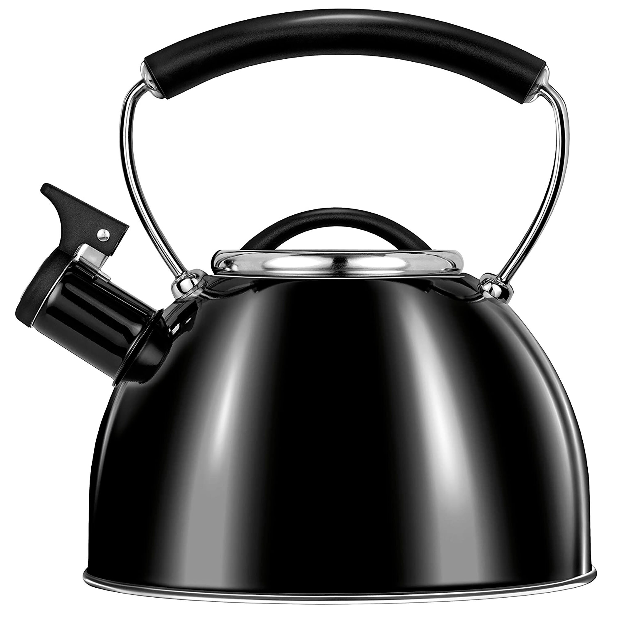 Ceainic cu fluier Smile, Inductie, Vitroceramic, 3 L, Otel inoxidabil, Design vintage, Negru