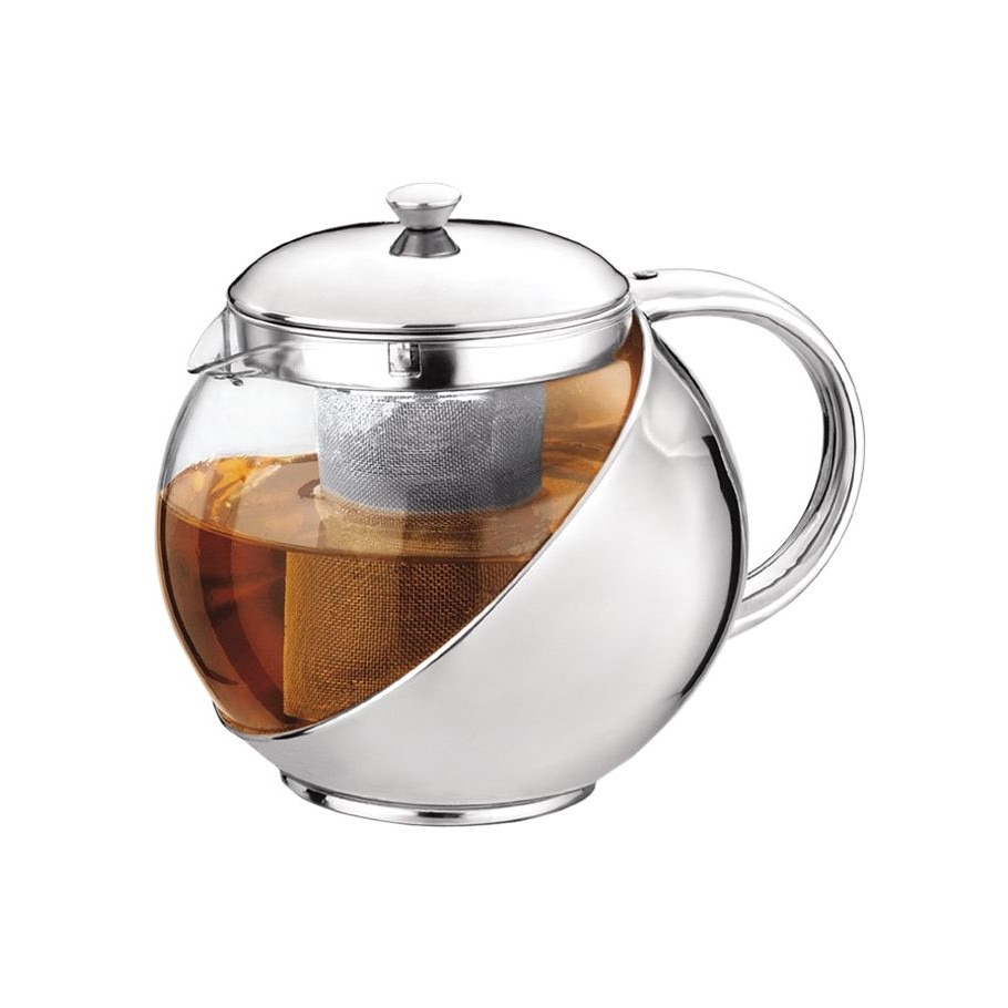 Ceainic din sticla cu infuzor, Elekom EK-3302GK, Termorezistent, 1100 ml, Argintiu