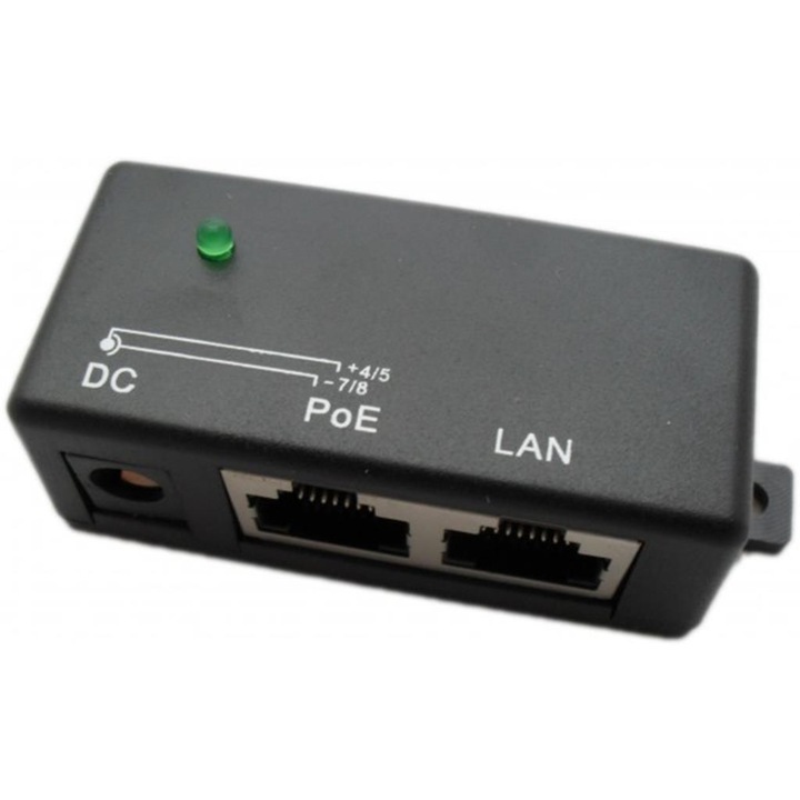 PoE инжектор Extralink, 1 порт, Пасивен, Адаптер, 10/100 Mbps, 12 V~48 V, DC