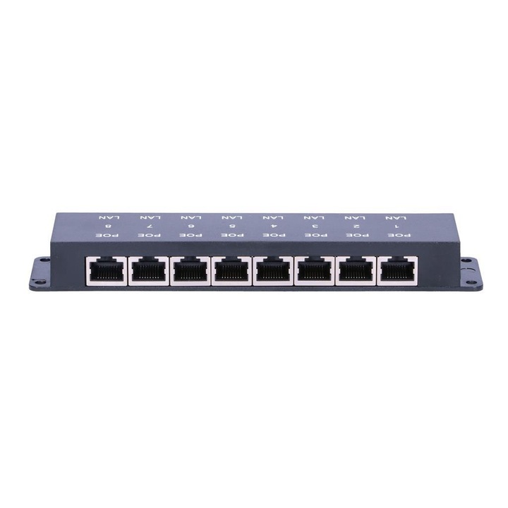 Захранващ адаптер EXTRALINK, 8 порта, Пасивен, PoE захранване, 10/100 Mbps, 12 V~48 V, DC