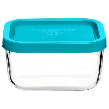 Recipient cu capac Bormioli Rocco Frigovere, Sticla, Transparent/Albastru, 0,3L Recipient cu capac Bormioli Rocco Frigovere, Sticla, Transparent/Albastru, 0,3L