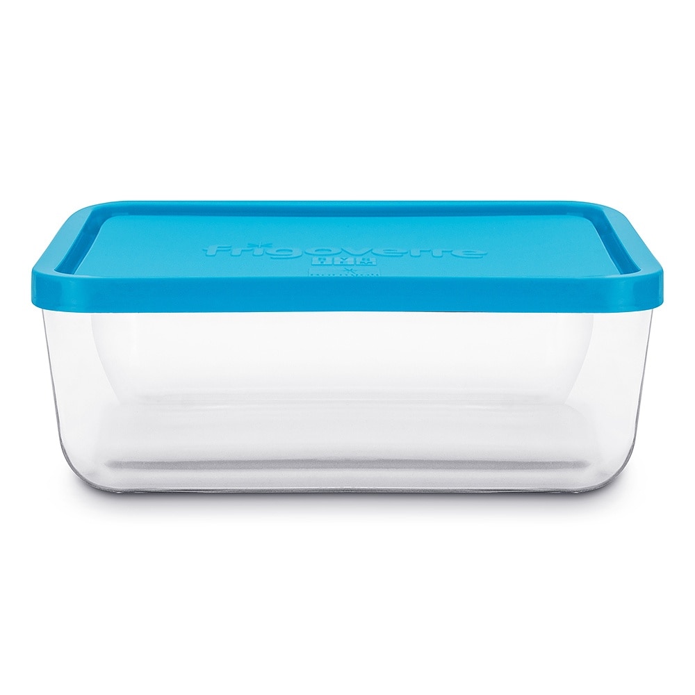 Recipient cu capac Bormioli Rocco Frigovere System, Sticla, Transparent/Albastru, 3L